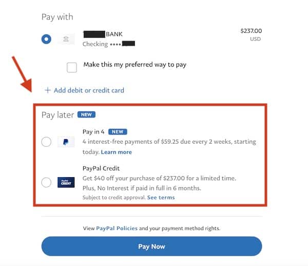 PayPal Pay Later - Screenshot For Assistance