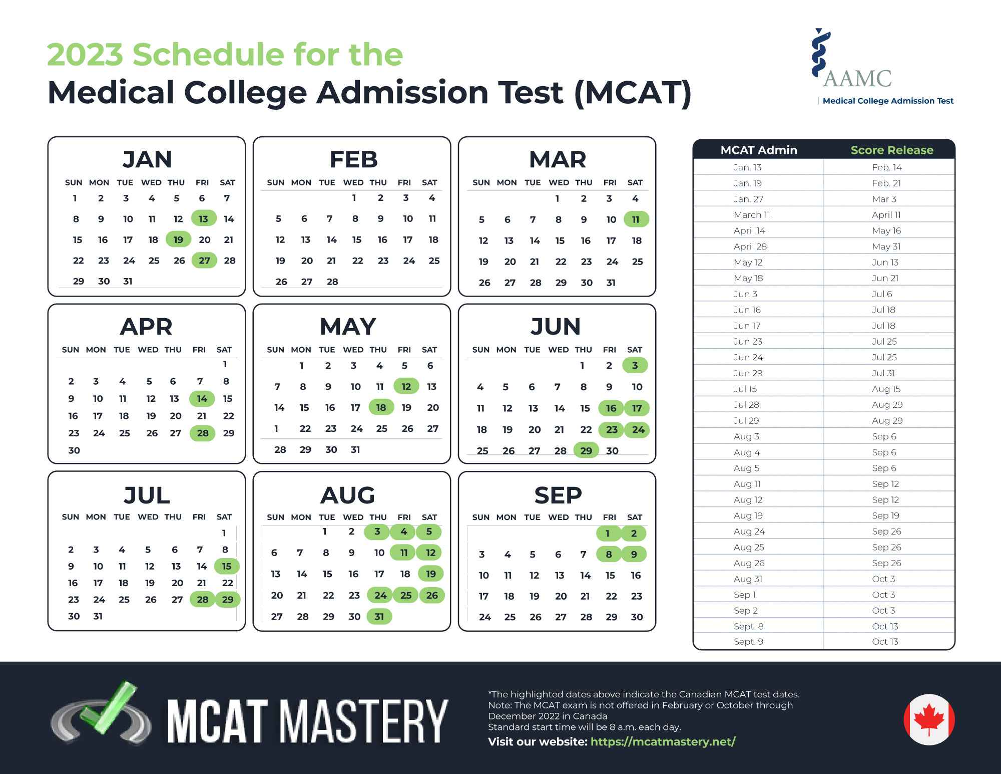 2023-MCAT-Canada-Calendar